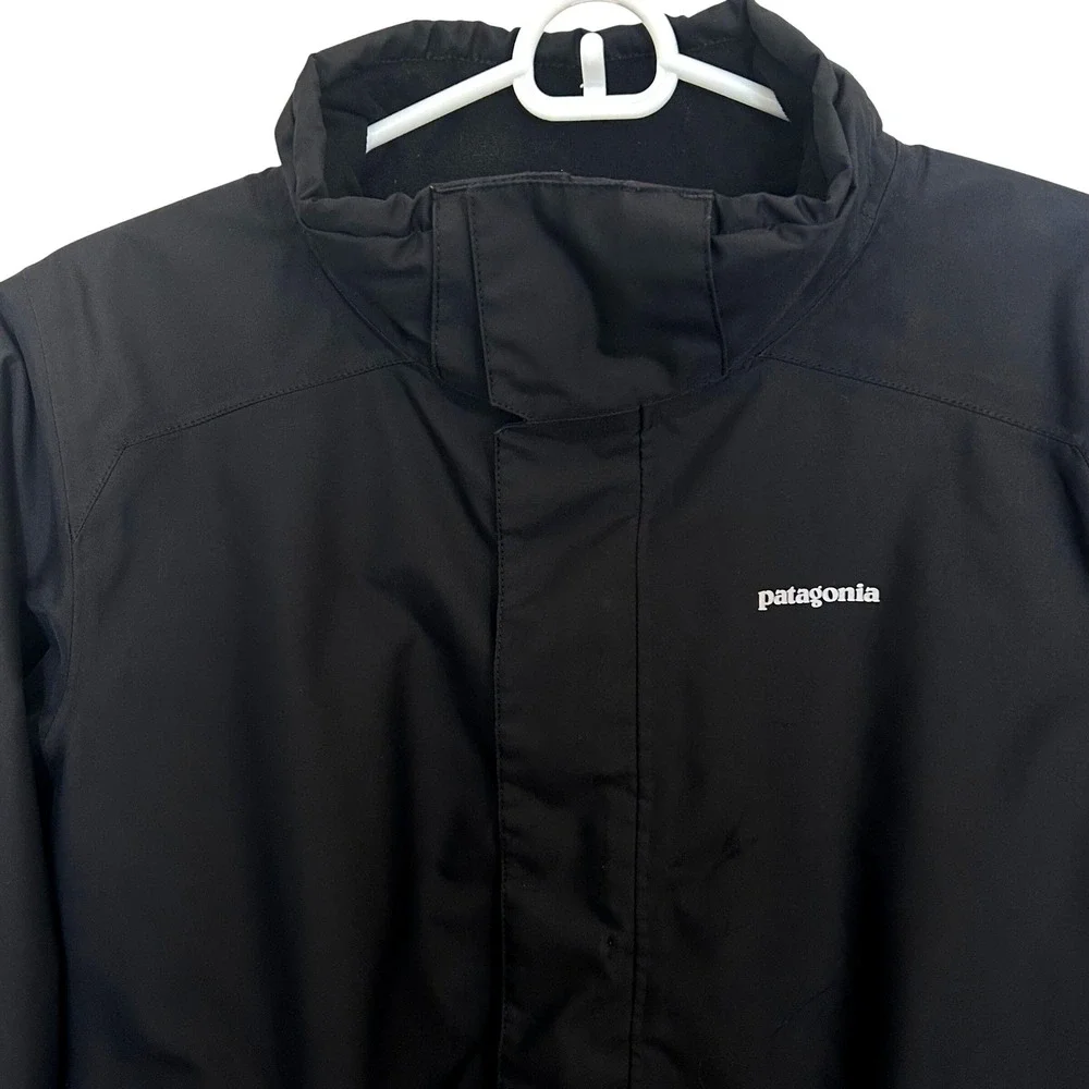 Patagonia Boys H2No Insulated Winter Jacket Black Red Full Zip Ski Coat XL 14